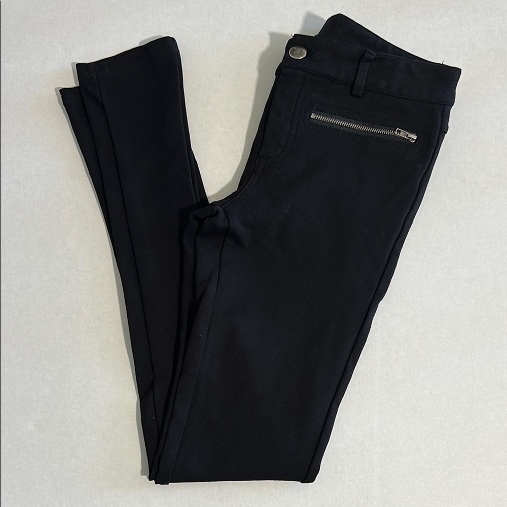 PARKER Black Skinny Pants with Zipper Detail